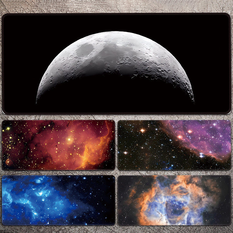 星空宇宙行星鼠标垫超大号加厚防水电脑桌垫办公天然橡胶垫可定制