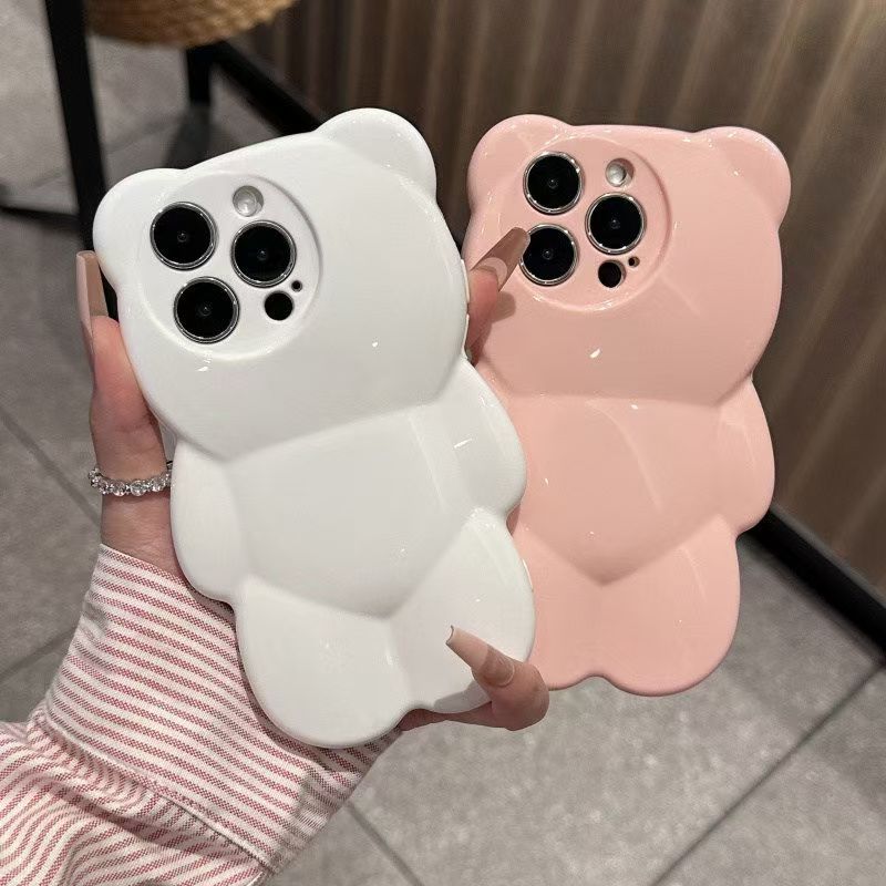 纯色可爱小熊网红爆款防摔保护套