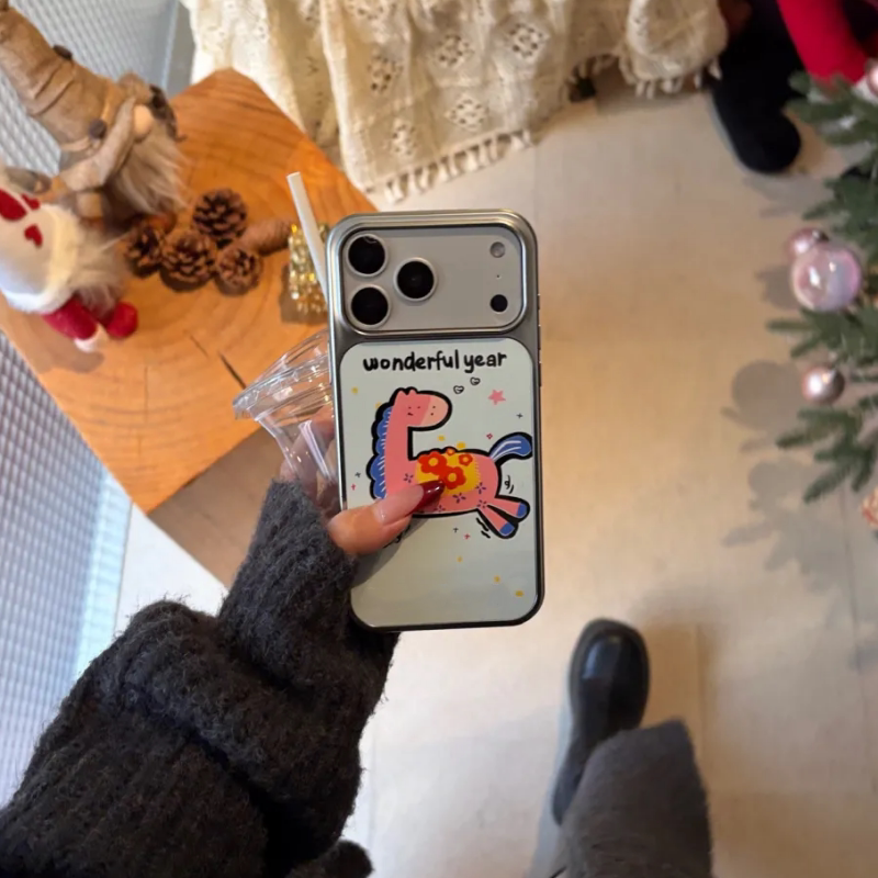 美好马年小马iPhone17ProMax电镀手机壳13/14plus轻奢镜面16/15Pro高级感11情侣12pro博主同款x/xs防摔保护套