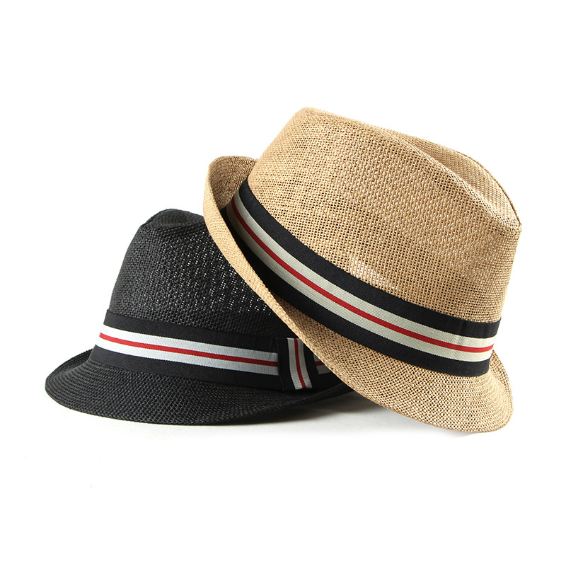 中老年人草帽户外遮阳防晒英伦复古爵士帽子男爸爸夏季休闲礼帽女
