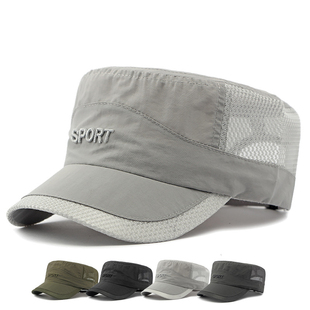 网眼透气鸭舌帽立体字母刺绣棒球帽遮阳帽 新款 速干平顶帽男士 夏季