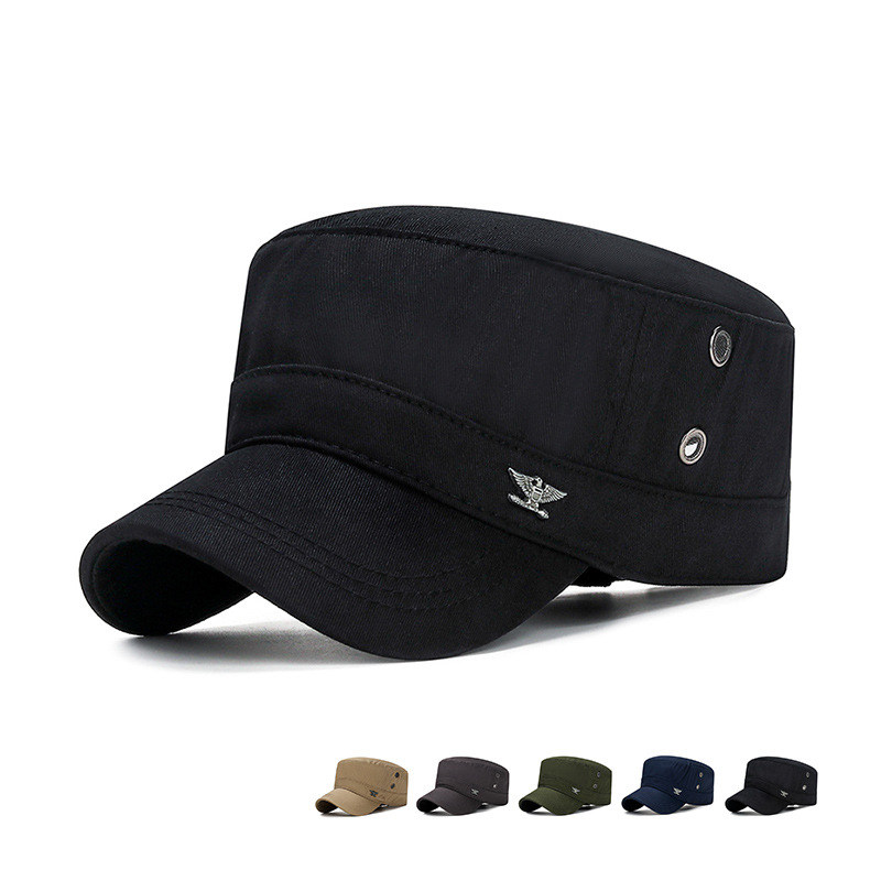 男士平顶帽春夏新款薄款透气防晒遮阳鸭舌帽户外休闲帽中老年帽子