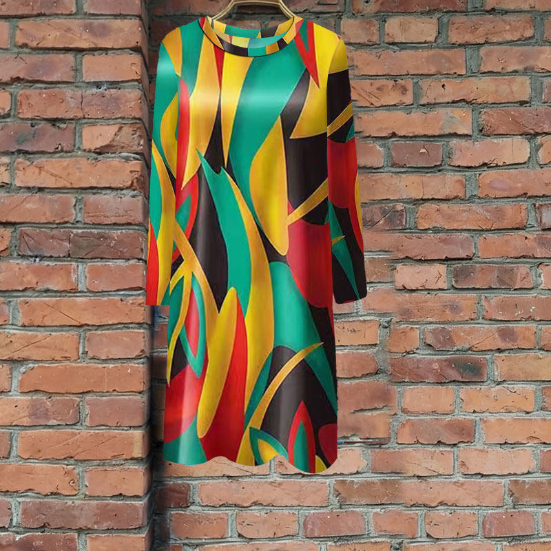 春夏妈妈装洋气40岁到50岁新款高档遮肚长袖宽松秋冬中老年连衣裙