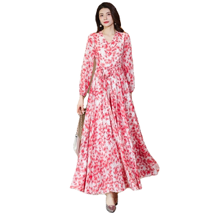 沙滩裙2026春夏新款小个子大摆连衣裙收腰显瘦旅游度假短款长裙