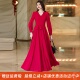 2025春秋冬纯色大红色连衣裙收腰显瘦长裙妈妈款 短款 小个子沙滩裙
