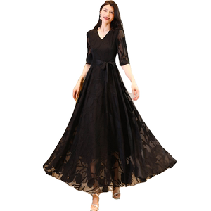 2026年新款春夏大摆连衣裙收腰显瘦旅游度假长裙雪纺裙沙滩裙子