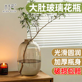 玻璃花瓶摆件客厅插花透明水养轻奢高级感水培鲜花大口径绿植卧室