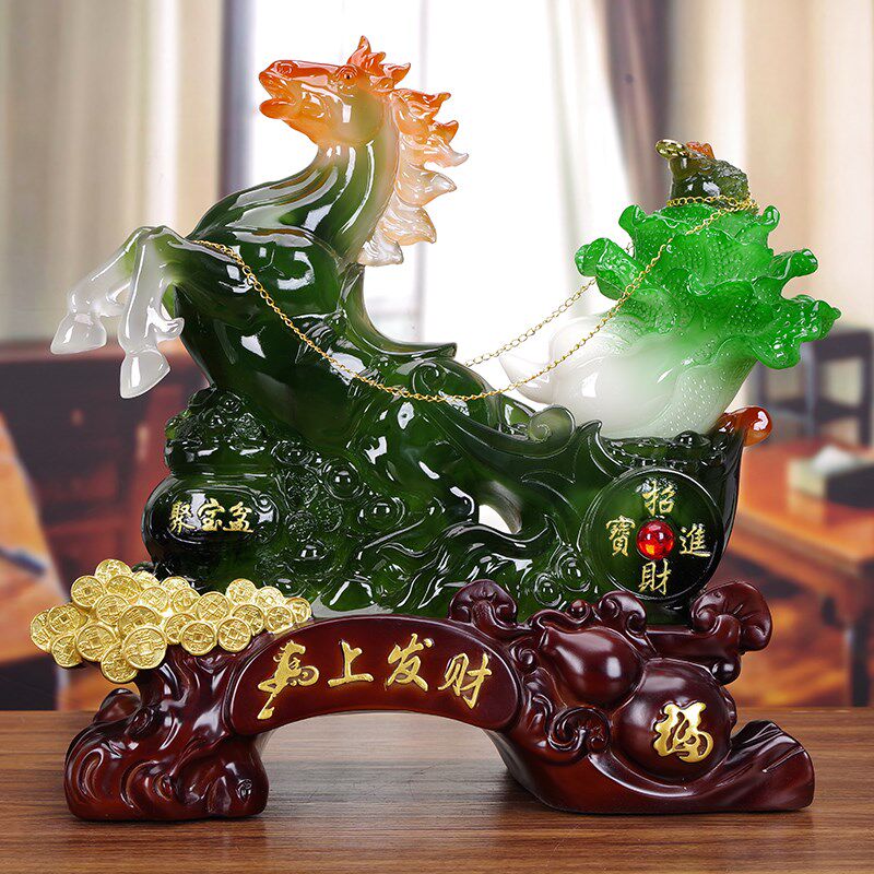 百财如意玉白菜摆件酒柜客厅2021新款玉白菜聚福招财装饰品高档
