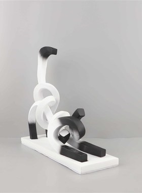 现代简约卡通抽象动物猫咪公仔摆件客厅卧室儿童房玄关家居装饰品