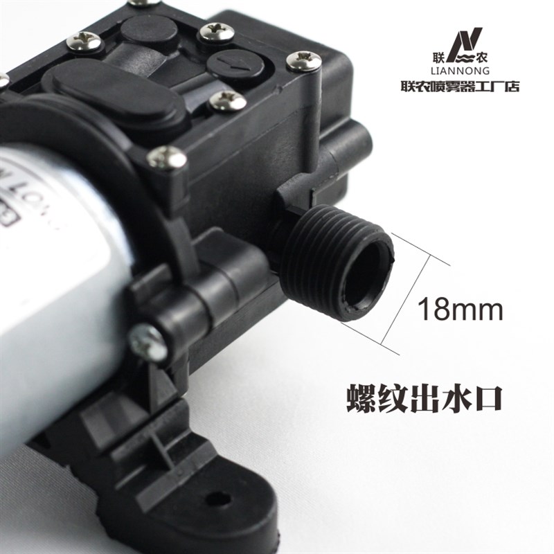 2203型螺纹出水口电动r喷雾器隔膜泵 电机配件铜线自吸泵12V水泵