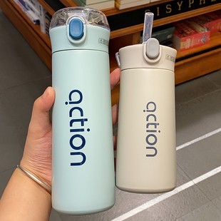 韩版inas孕妇吸管式保温杯女学生儿童不锈钢真空喝水杯便携随手杯