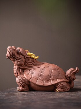 中式陶瓷龙龟瑞兽动物家居摆件创意客H厅玄关博古架茶室空间装饰