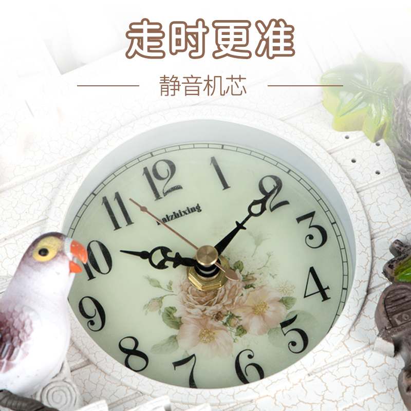 欧式布谷鸟挂钟咕咕钟表卧室壁挂报时挂钟静音石S英钟客厅装饰挂