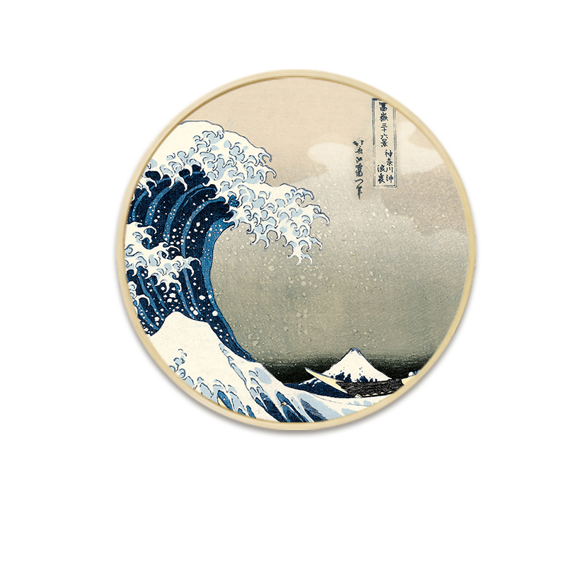 日式餐厅装饰画圆形和风浮世绘挂画料理店背景墙面创意Z玄关壁画图片