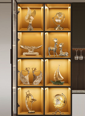 摆件轻奢高档酒柜装饰品套装乔迁搬新家摆M设客厅电视柜高级感软