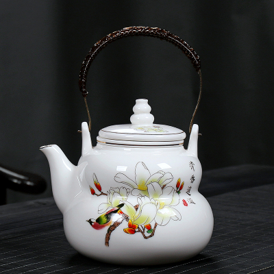 原源大容量提梁泡茶n壶陶瓷大号凉水壶带过滤餐厅饭店家用泡茶大