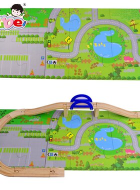 宝宝桌面游戏城市轨道交通场景组合儿童益智木制玩具轨道拼装CE01