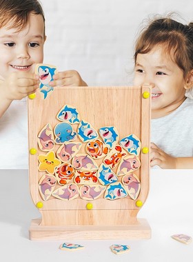 双人对战斗鱼竞技场连连看游戏儿童益智早教亲子互动木制玩具CE54