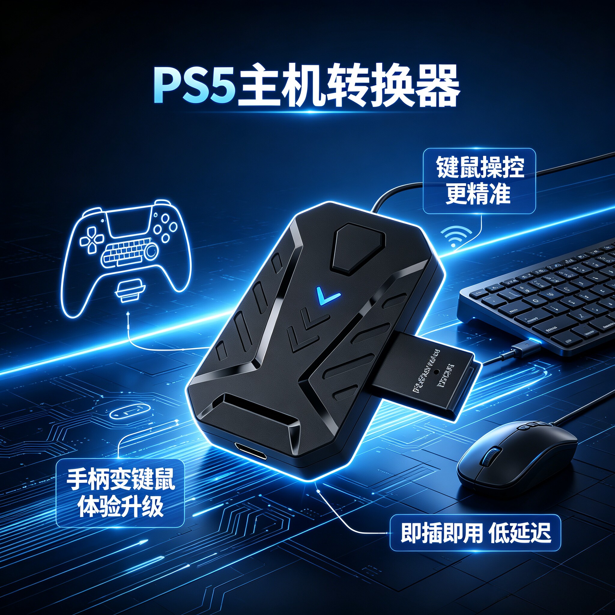 PS5主机键盘鼠标转换器GTA6/PS4影之刃零手柄GTA5直连三角洲