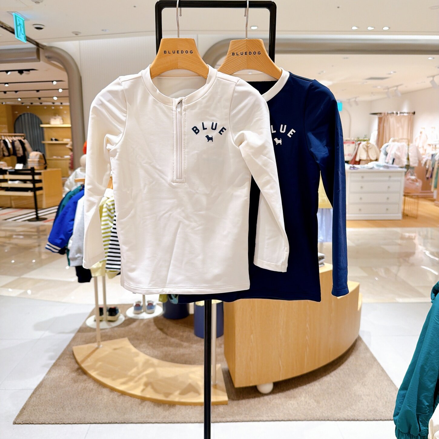 BLUEDOG大蓝狗韩国代购26夏季儿童半拉链长袖泳衣单件防晒中大童