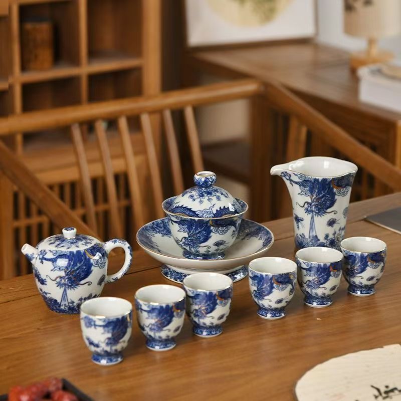 成艺陶瓷鱼化龙全组功夫茶具套装