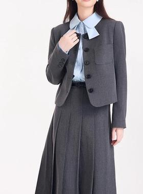 灰色西装套装女春秋新款大学生职业正装气质休闲高级感西装两件套