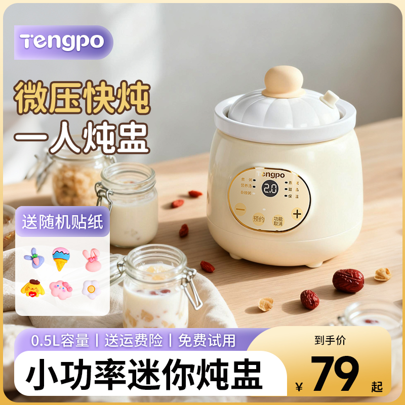 藤婆一人迷你电炖熬锅小炖盅陶瓷食煲多炖汤型单煮粥功能神器专用