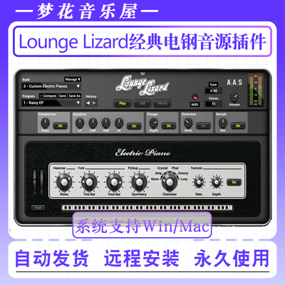 经典电钢音色插件 Lounge Lizard 铺底电钢琴音源物理建模Win/Mac
