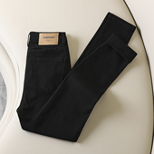 铅笔裤 拉夏贝尔加厚加绒高腰紧身小脚牛仔裤 女2025秋冬黑色修身 子