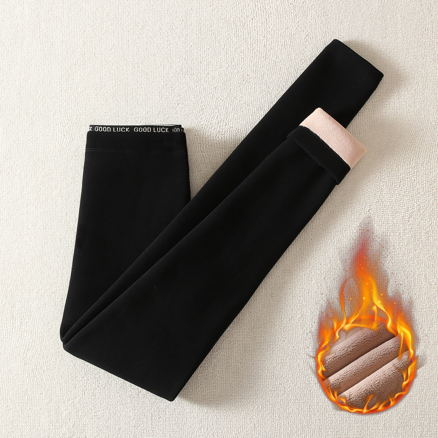 拉夏贝尔紧身裤外穿2025新款秋冬高腰保暖加绒打底裤紧身加厚棉裤