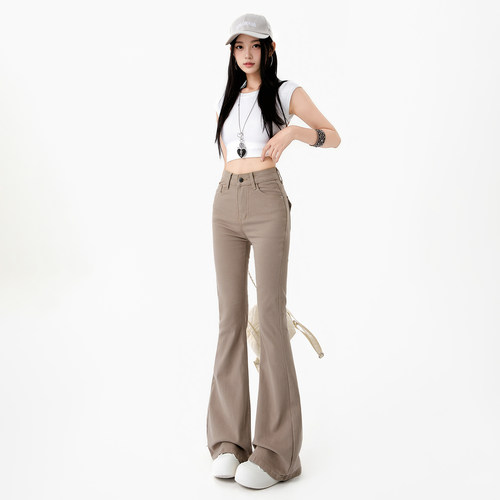 拉夏贝尔深色牛仔喇叭裤女2026