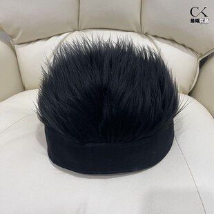 假发帽子男士一体秋冬带头发的帽发短发光头专用头套流氓嘻哈帽款