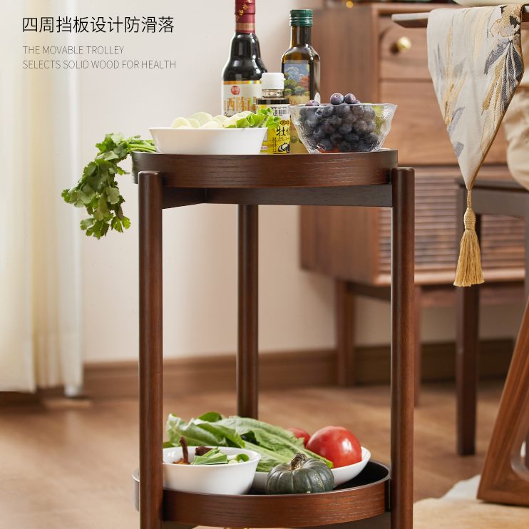 手推车茶小推车置物架家用厨房边零食水车沙发茶几实木餐车可移动