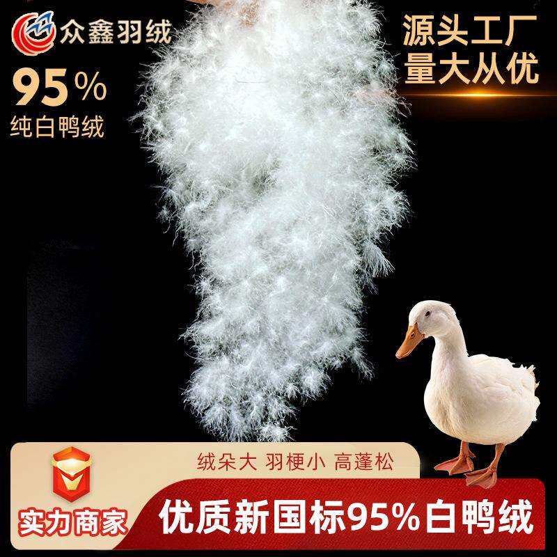 国标水洗95白鸭绒纯白大朵高蓬松羽绒被纺织羽绒羽毛原料鸭绒