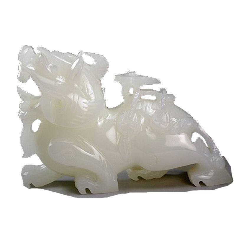 发货a级阿富汗玉白玉貔貅摆件玉石玉器工艺v品皮休家居摆
