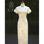 长款 改良短袖 显瘦国风淡雅水墨连衣裙 年轻新中式 不二先生旗袍夏季