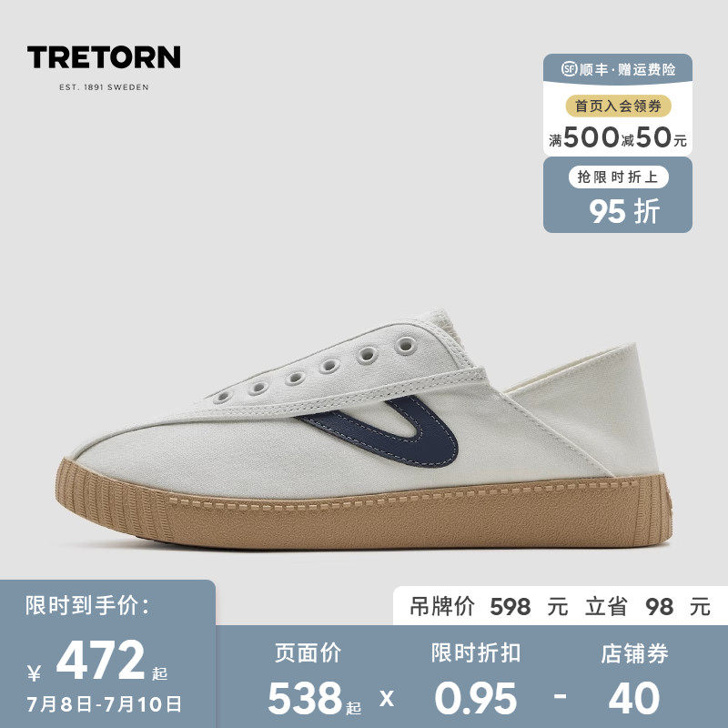 TRETORN帆布鞋Nylite男女春夏一脚蹬板鞋时尚踩脚懒人鞋半踩拖鞋