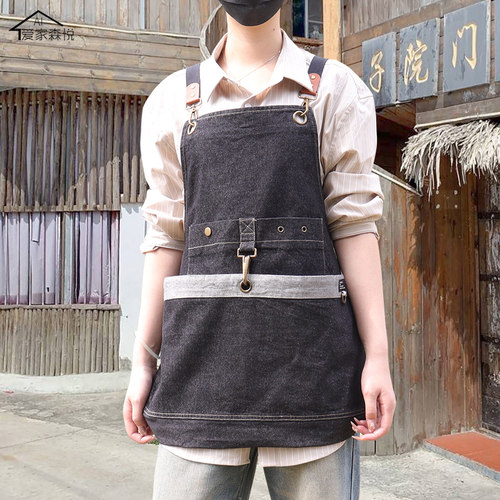 大口袋牛仔围裙户外干活工作服
