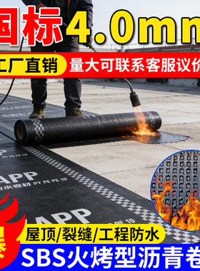 改性沥青sbs防水卷材油毛毡热熔火烤型楼顶补漏材料屋顶外用火烧