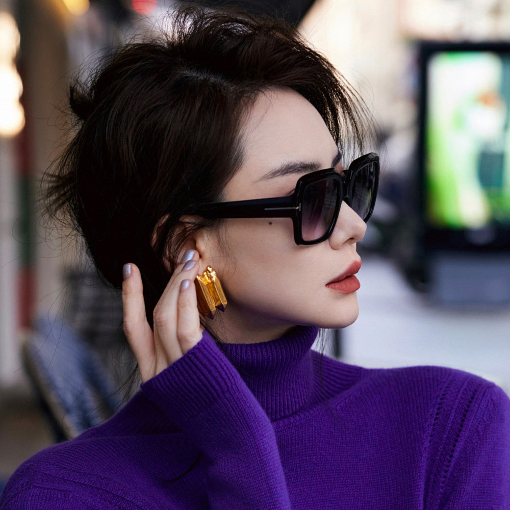 2024新款戚薇同款墨镜女超大框板材方形欧美风太阳眼镜防uv紫外线