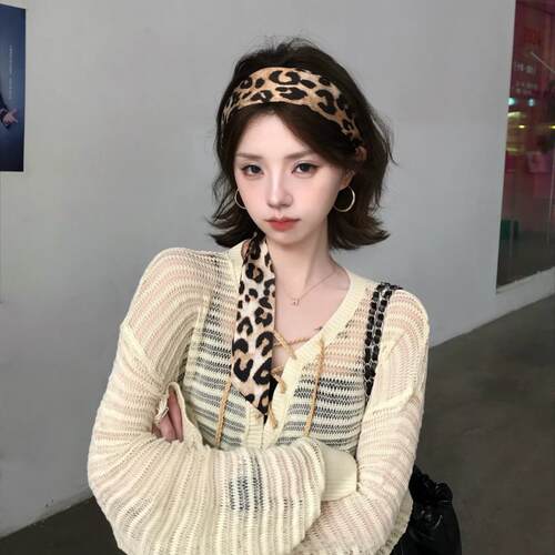 辣妹复古豹纹发带多功能丝带