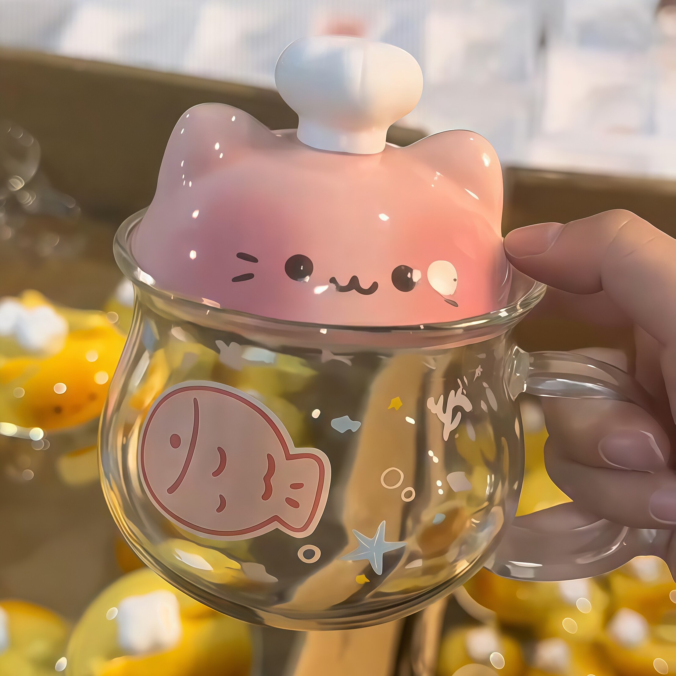 【厨师小猫玻璃杯】创意耐热喝水