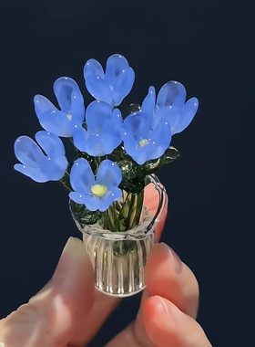 冬季小兰花琉璃摆件精致