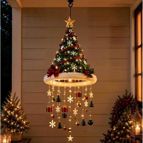 圣诞帽悬挂吊灯圣诞节装饰灯跨境爆款发光夜灯 Santa Hat Hanging
