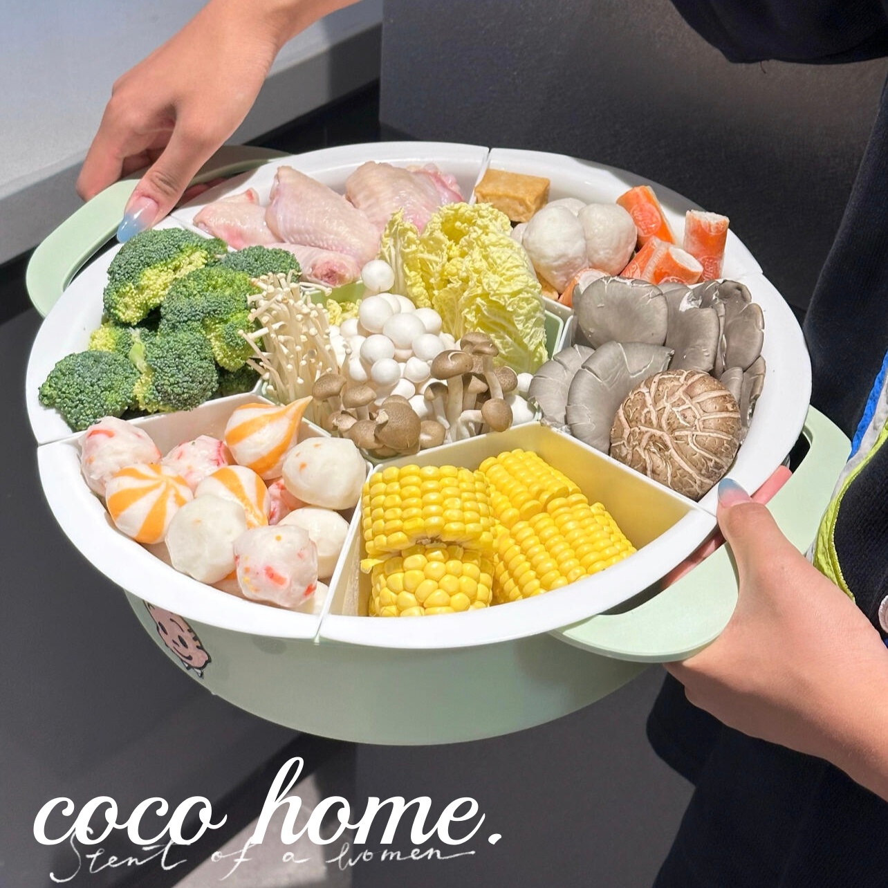 爱吃火锅的有福了旋转备菜盘方便