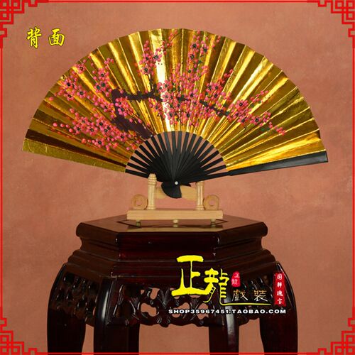 正龙戏装 京剧戏曲戏剧贵妃醉酒牡丹折扇儿童扇子7寸8寸9寸 金扇