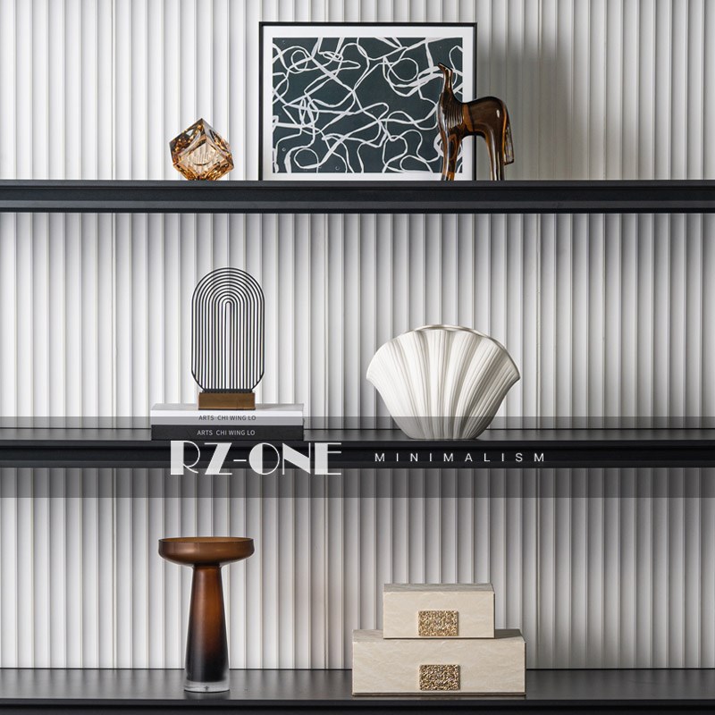 格调家居电视背景墙隔断书柜开放格摆件小众设计极简软装饰品