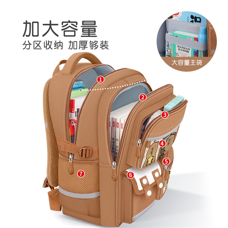 小学生男童书包一年级大容量三到六减负护脊女孩卡皮巴拉儿童背包