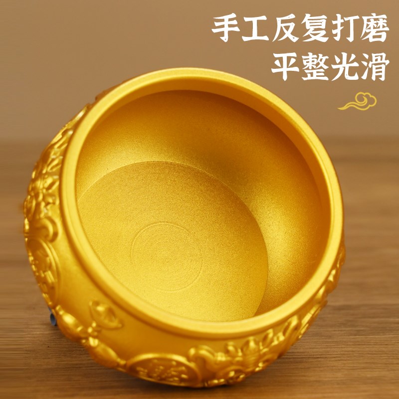 纯黄铜聚宝盆摆件招财聚财家居用客厅办公室商铺存钱罐财位装饰品