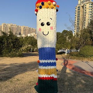 纯手工编织大树毛衣成品diy冬季大树衣服装饰街道装扮缠树粗毛线